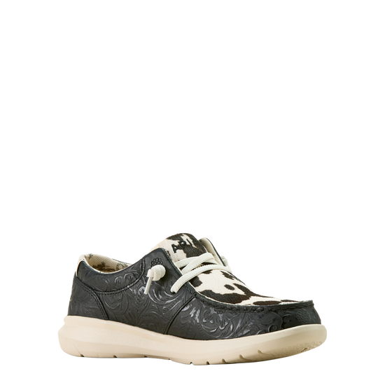 Ariat Ladies Floral Embossed & Hairon Black Hilo Slip On Shoe 10063882