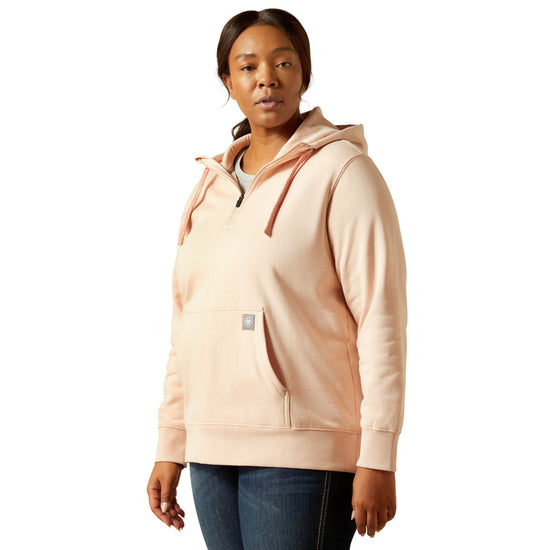 Ariat Ladies Rebar Skull Set 1/2 Zip Cameo Pink Hoodie 10062652