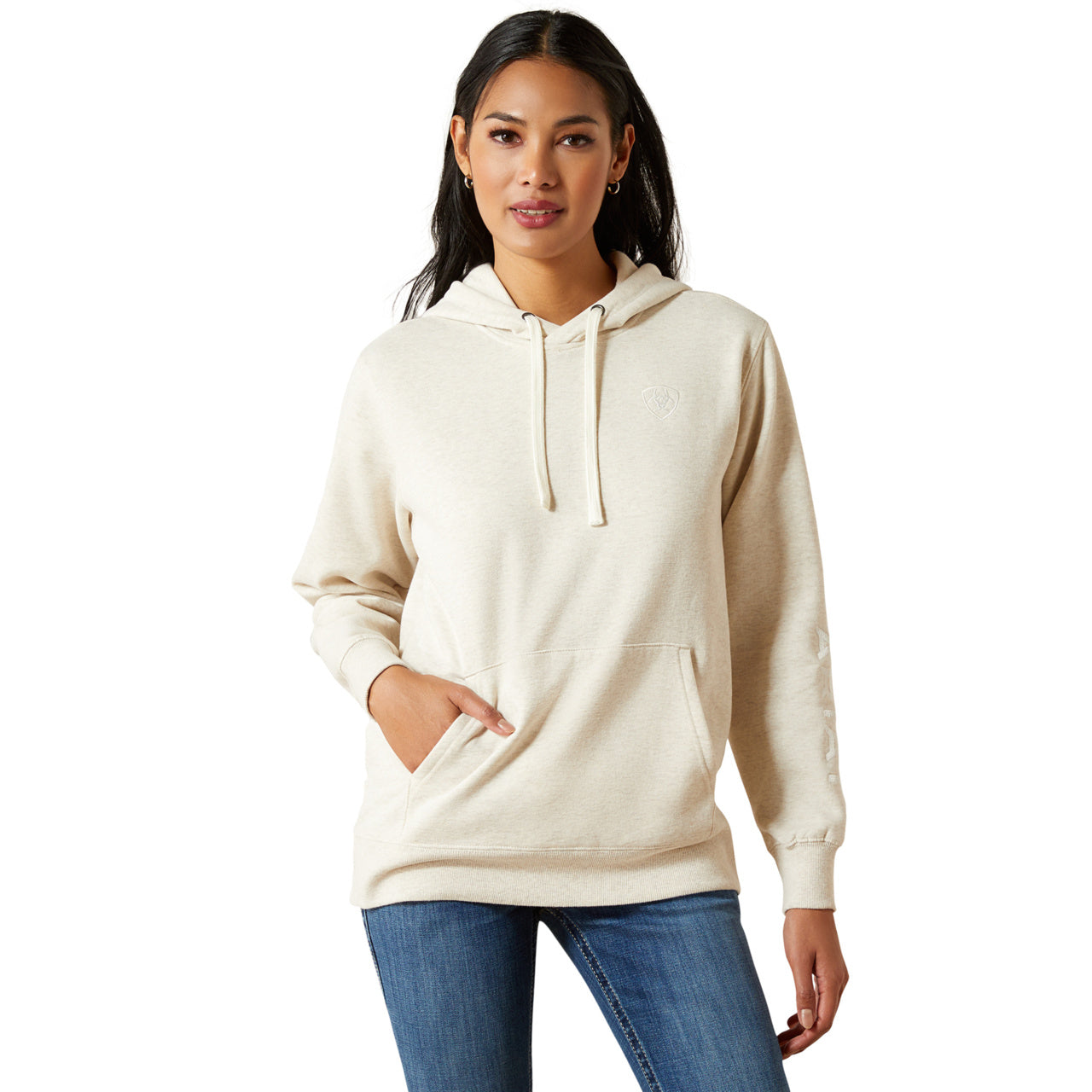 Ariat Ladies Logo 2.0 Oatmeal Heather Hoodie 10062270