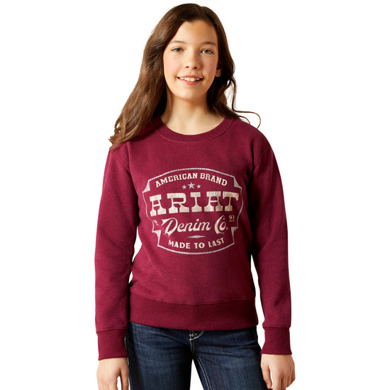 Ariat Youth Girl's Heather Red Emblem Sweatshirt 10065861
