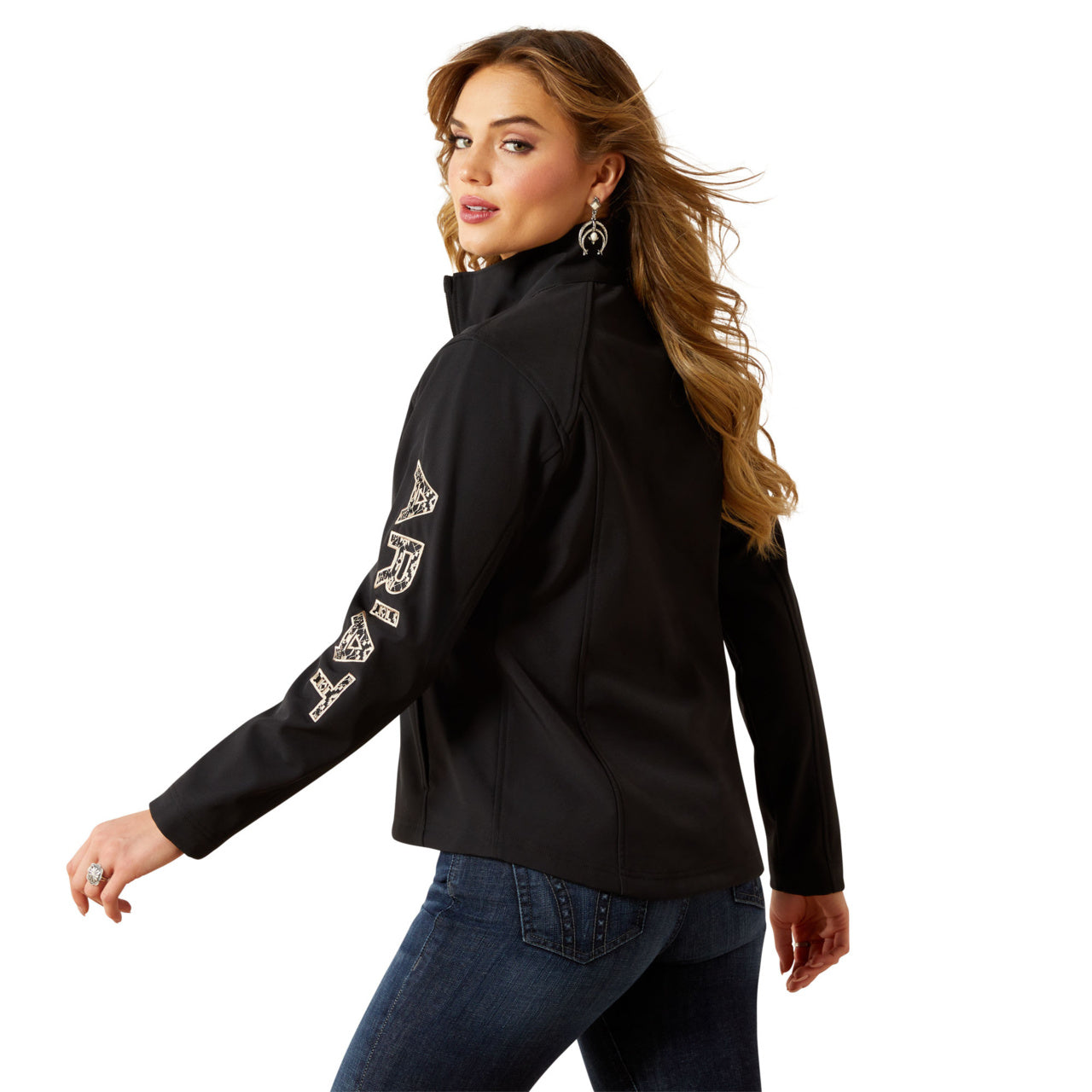Ariat Ladies Logo Southwest Minimal Print Black Softshell Jacket 10062308