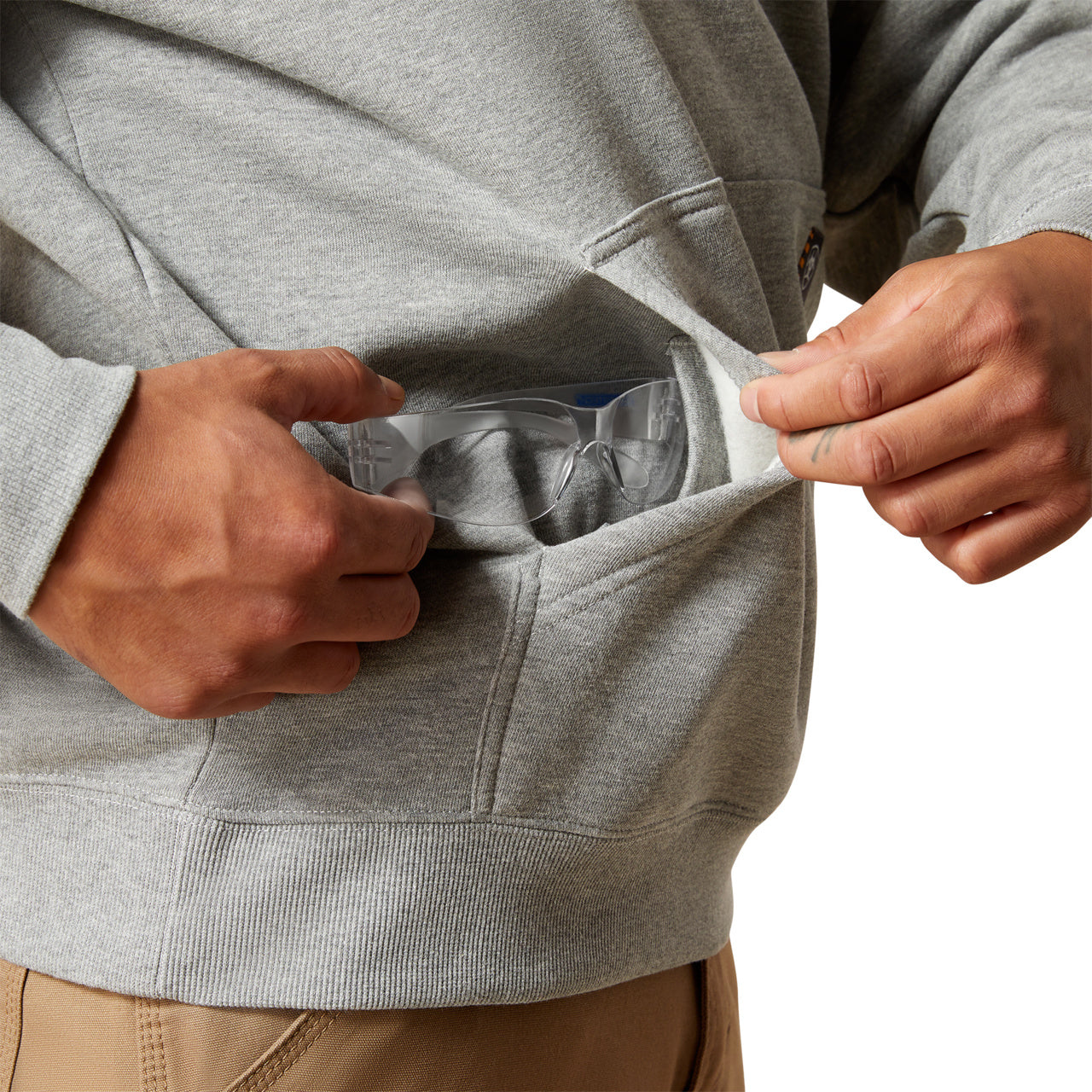 Ariat Men's Rebar Heather Grey Lightweight Logo Hoodie 10062709