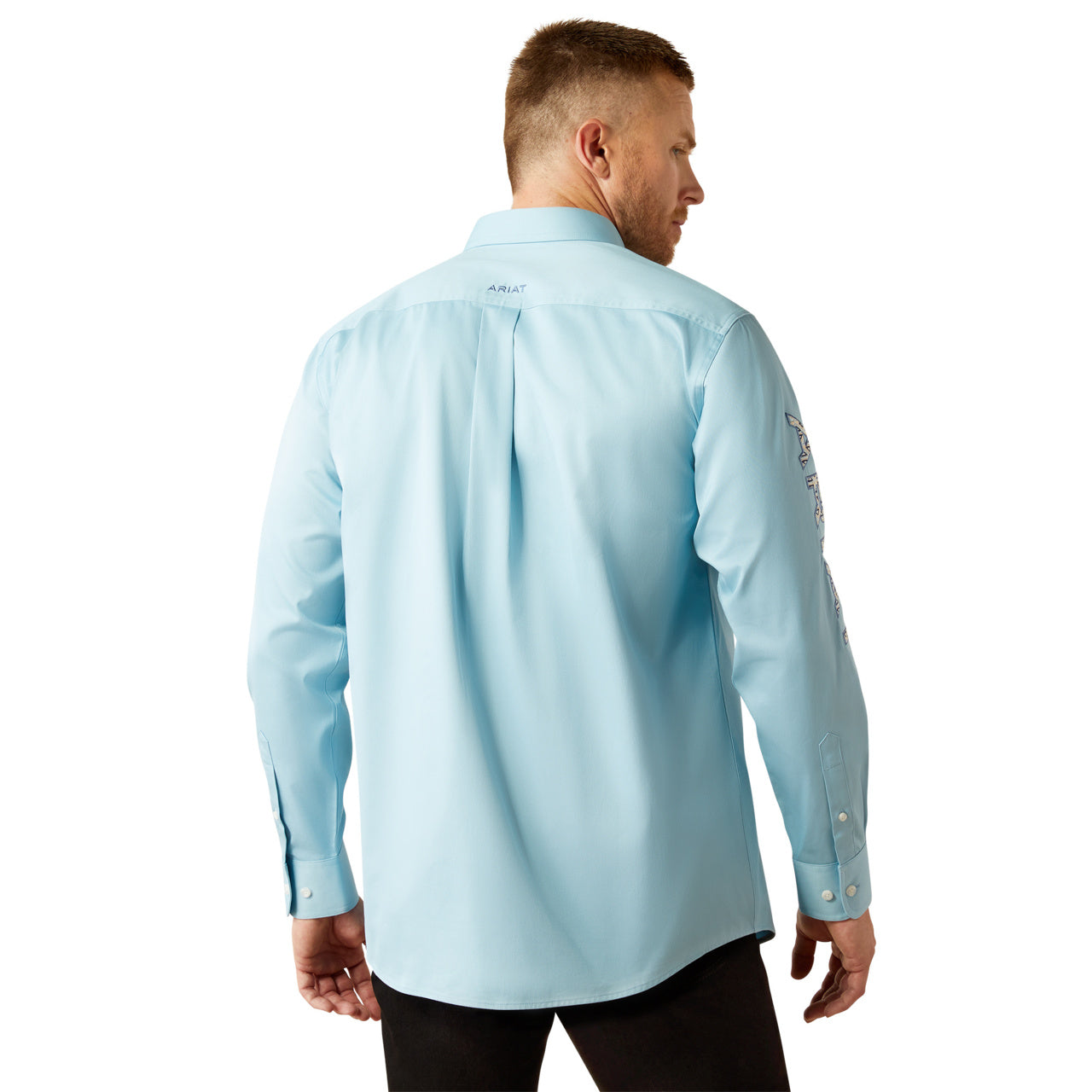 Ariat Men's Team Logo Twill Light Blue Classic Button Down Shirt 10055235