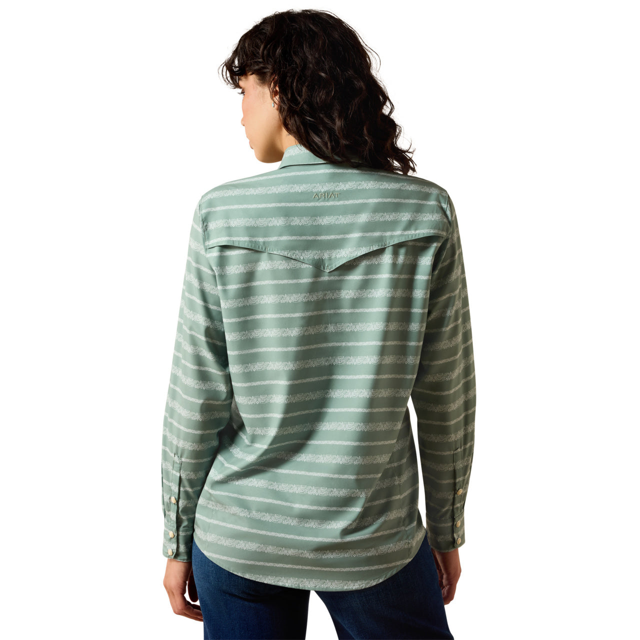 Ariat Ladies Paisley Stripe VentTEK Green Button Down Shirt 10071067