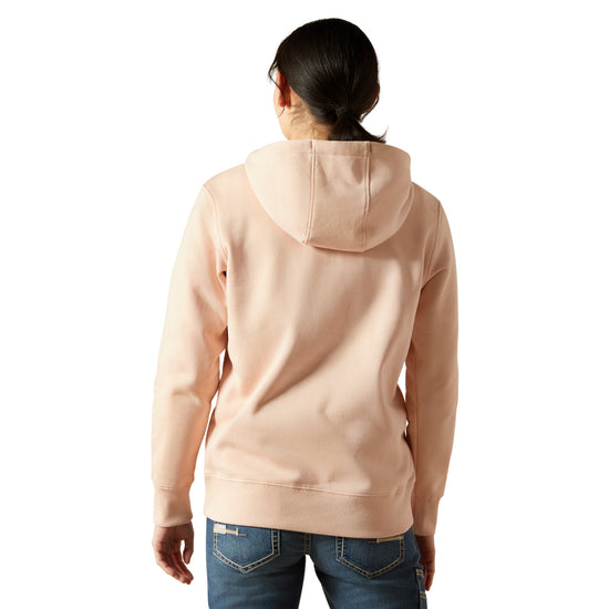 Ariat Ladies Rebar Skull Set 1/2 Zip Cameo Pink Hoodie 10062652
