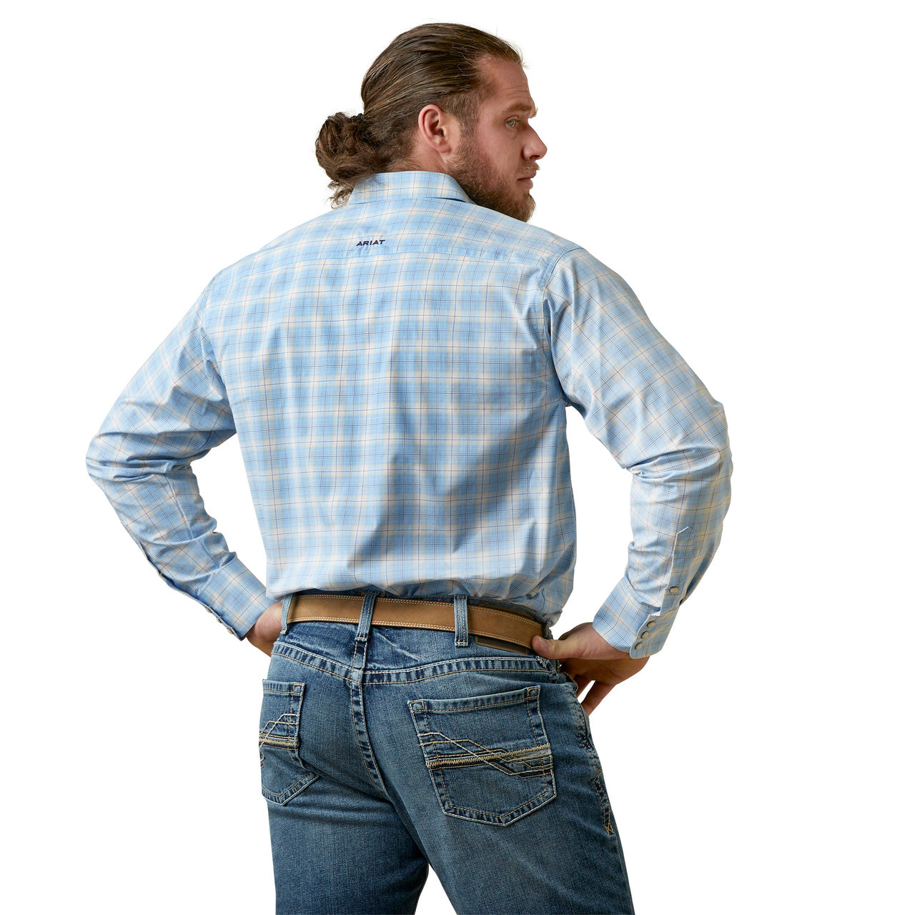 Ariat Men's Pro Series Malik Classic Fit Blue Snap Button Down Shirt 10044974