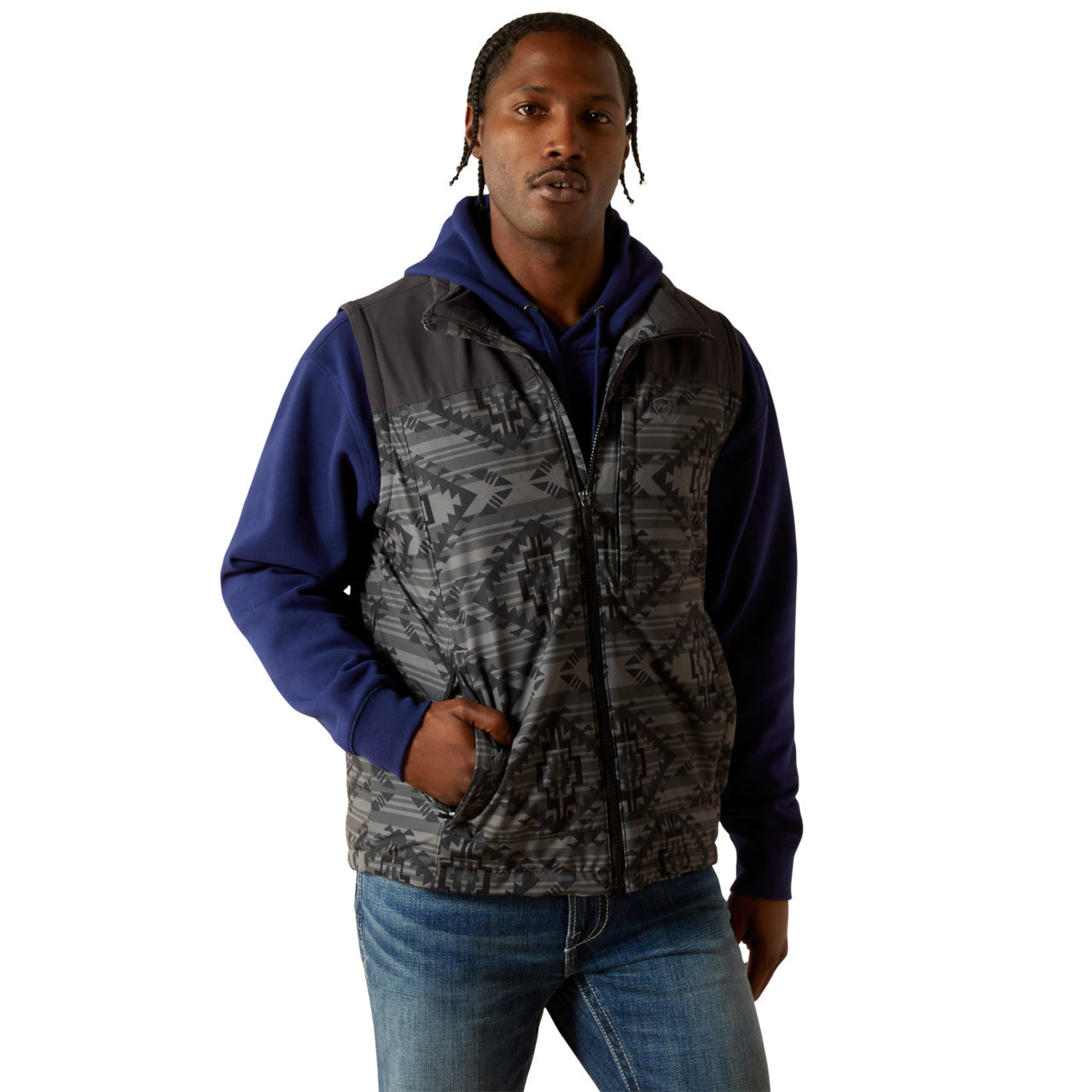 Ariat Men's Pioneer Stretchshell Charcoal Southwest Vest 10062510