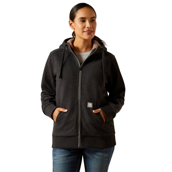 Ariat Ladies Rebar All Weather Sherpa Full Zip Charcoal Heather Hoodie 10062328