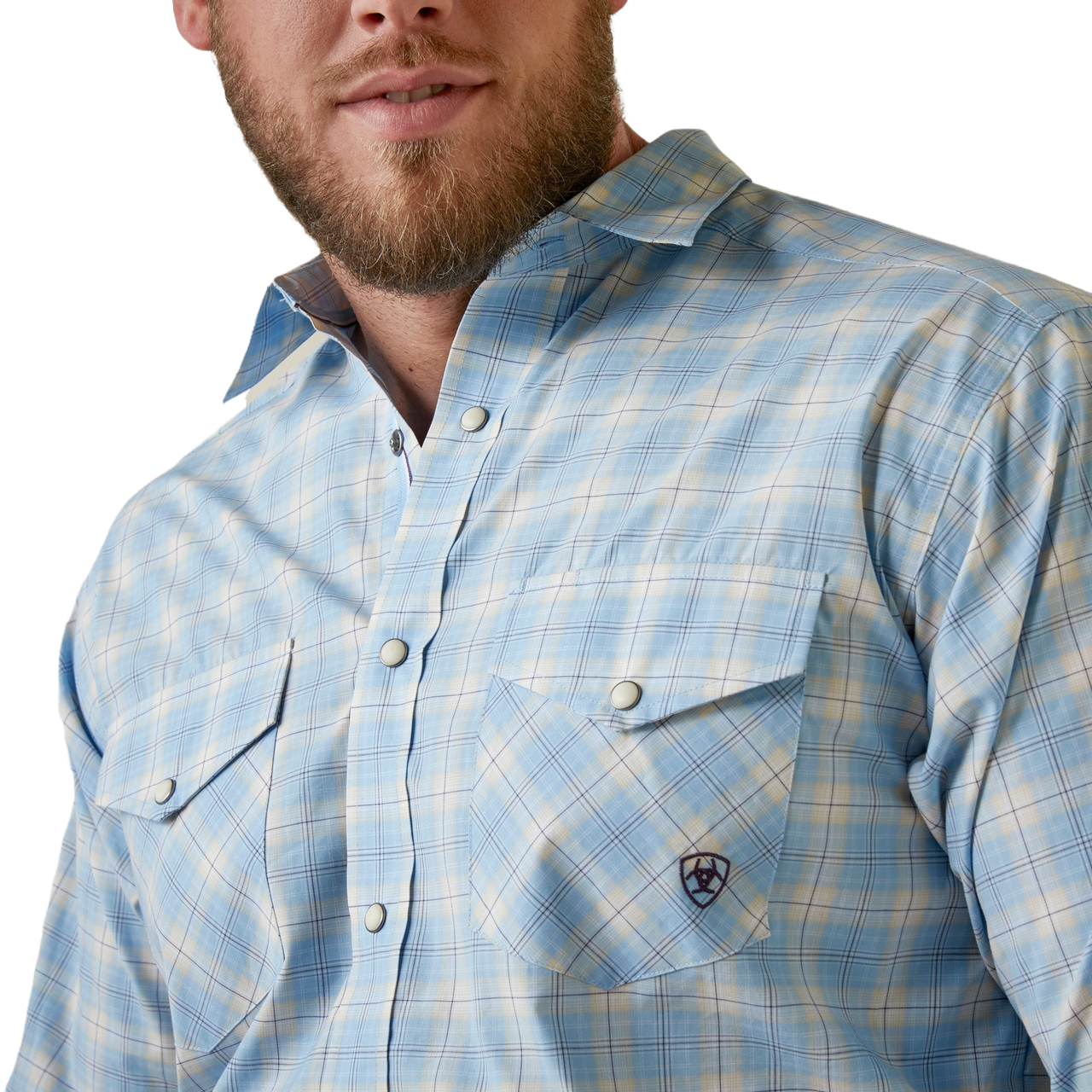 Ariat Men's Pro Series Malik Classic Fit Blue Snap Button Down Shirt 10044974