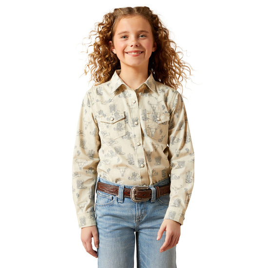 Ariat Youth Girl's Mila Deserted Print Snap Button Shirt 10065863