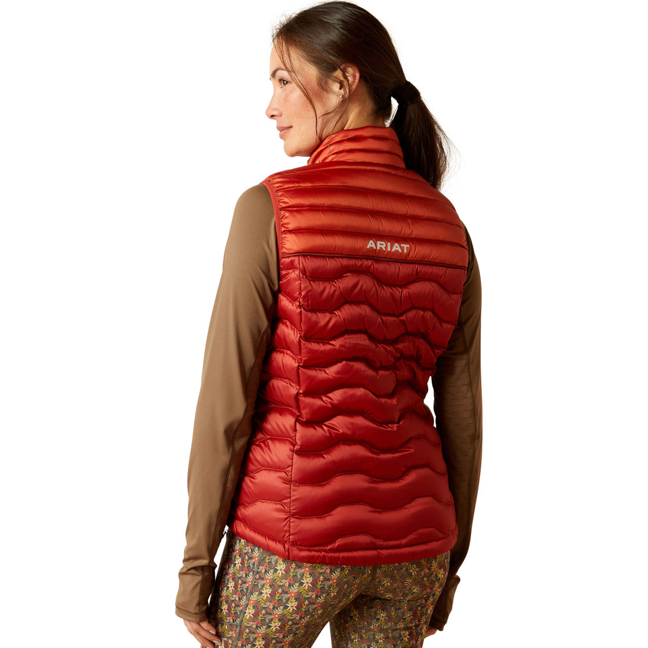 Ariat Ladies Ideal Down Iridescent Red Ochre & Burnt Bri Zip Vest 10046182