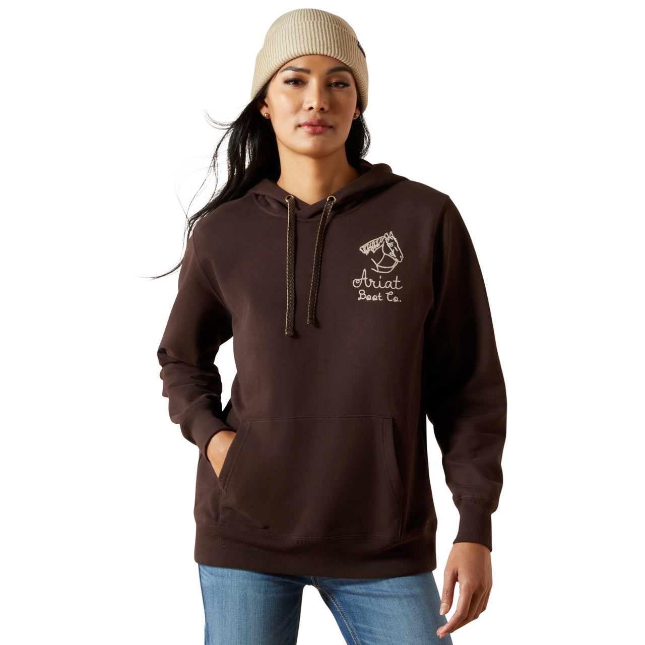 Ariat Ladies Stitch Mole Brown Fleece Hoodie 10062313