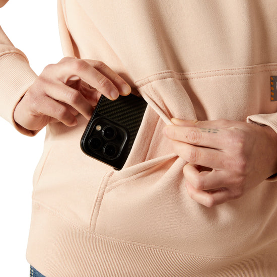 Ariat Ladies Rebar Skull Set 1/2 Zip Cameo Pink Hoodie 10062652