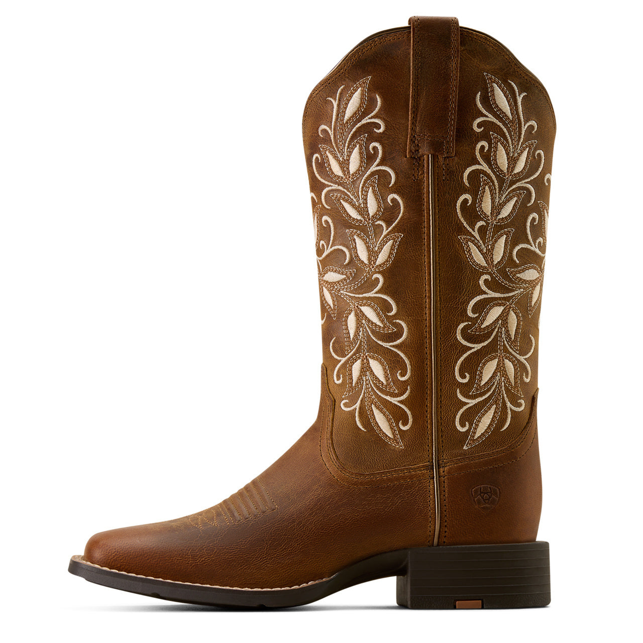 Ariat Ladies Round Up Holly Embroidered Pearl & Brown Western Boot 10074320