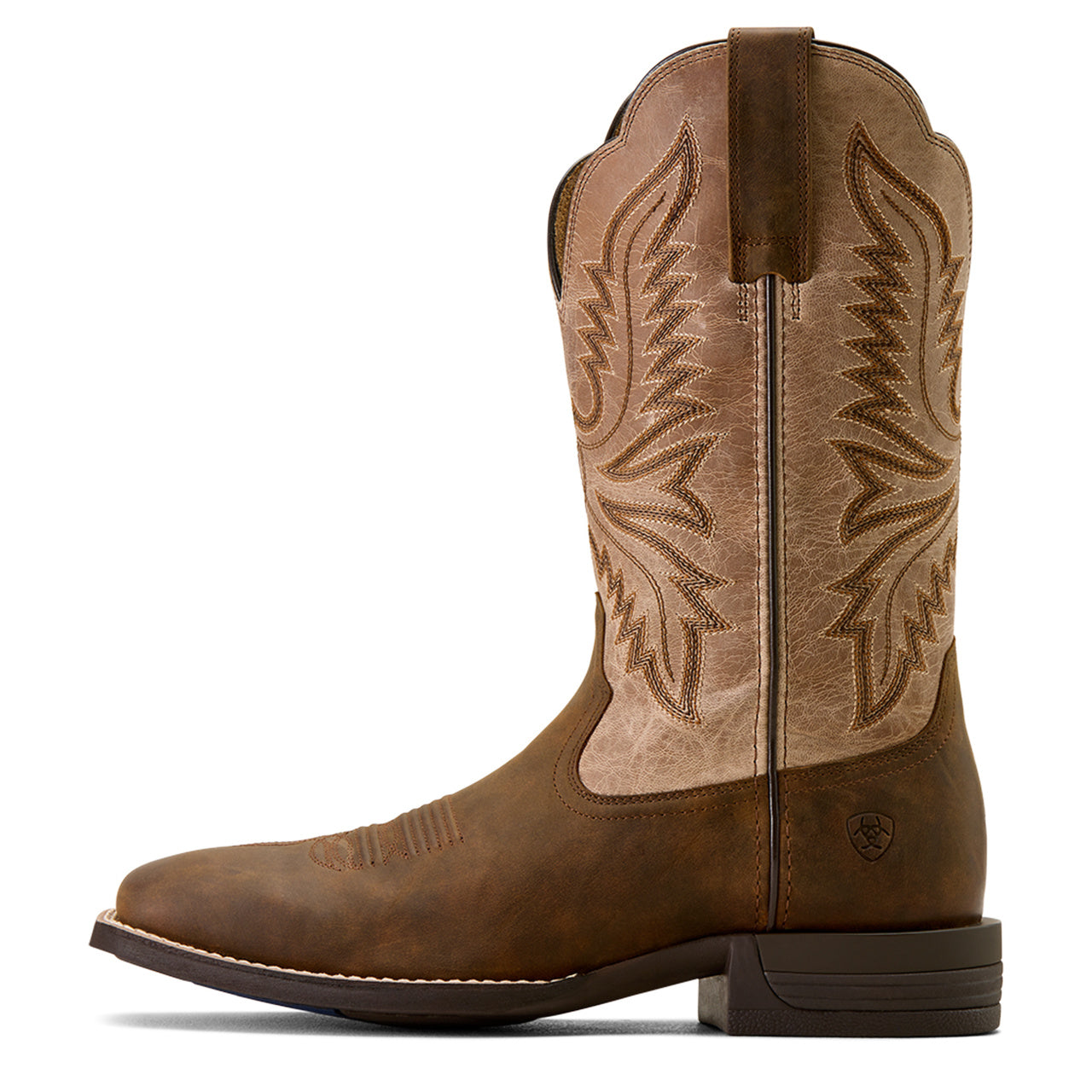 Ariat Men's Brush Creek Embroidered Aged Tan Western Boot 10074181