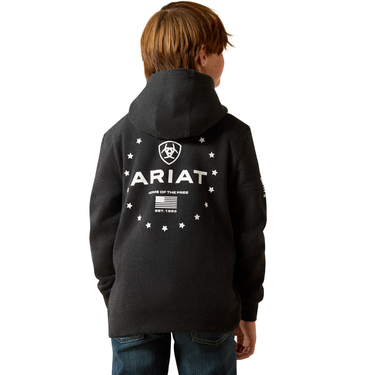 Ariat Youth Boy's Sponsor Patriot Charcoal Heather Hoodie 10062465
