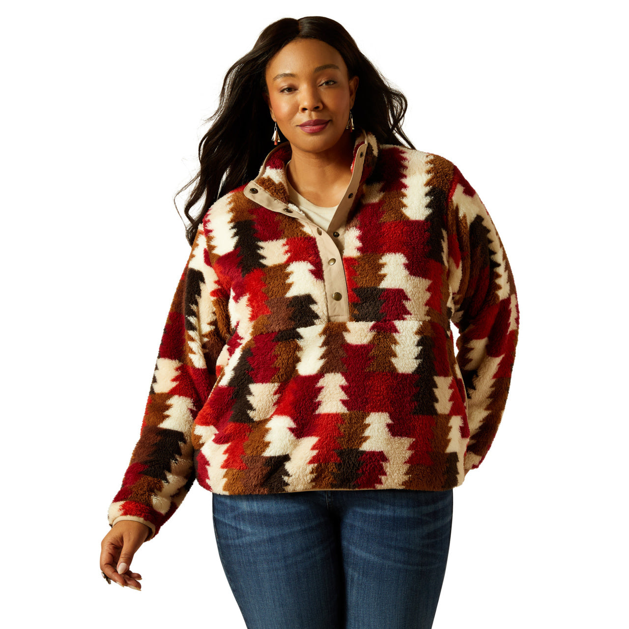 Ariat Ladies Berber Ombre Triangles Snap Front Sweatshirt 10062614