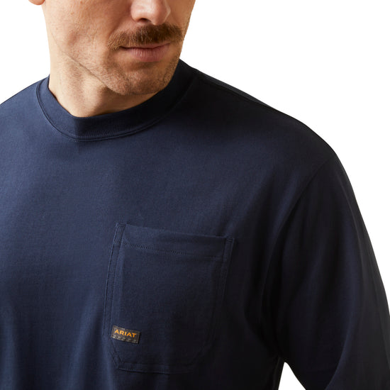 Ariat Men's Rebar Cotton Strong Stacking Dimes Navy Shirt 10046348