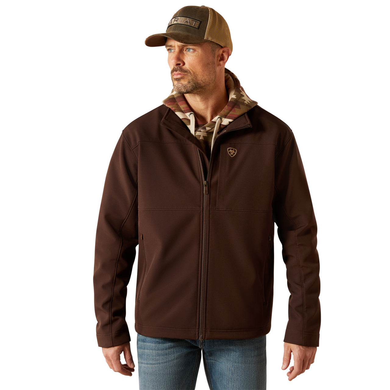 Ariat Men's Vernon Coffee Bean Brown Zip Softshell Jacket 10062597