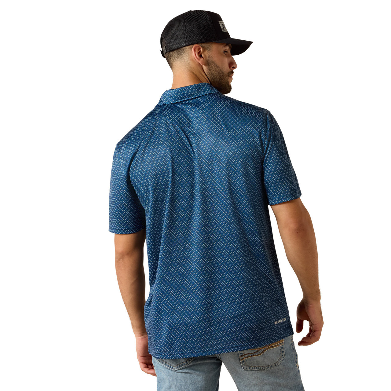 Ariat Men's Dark Denim Medallion Print Polo Shirt 10071495