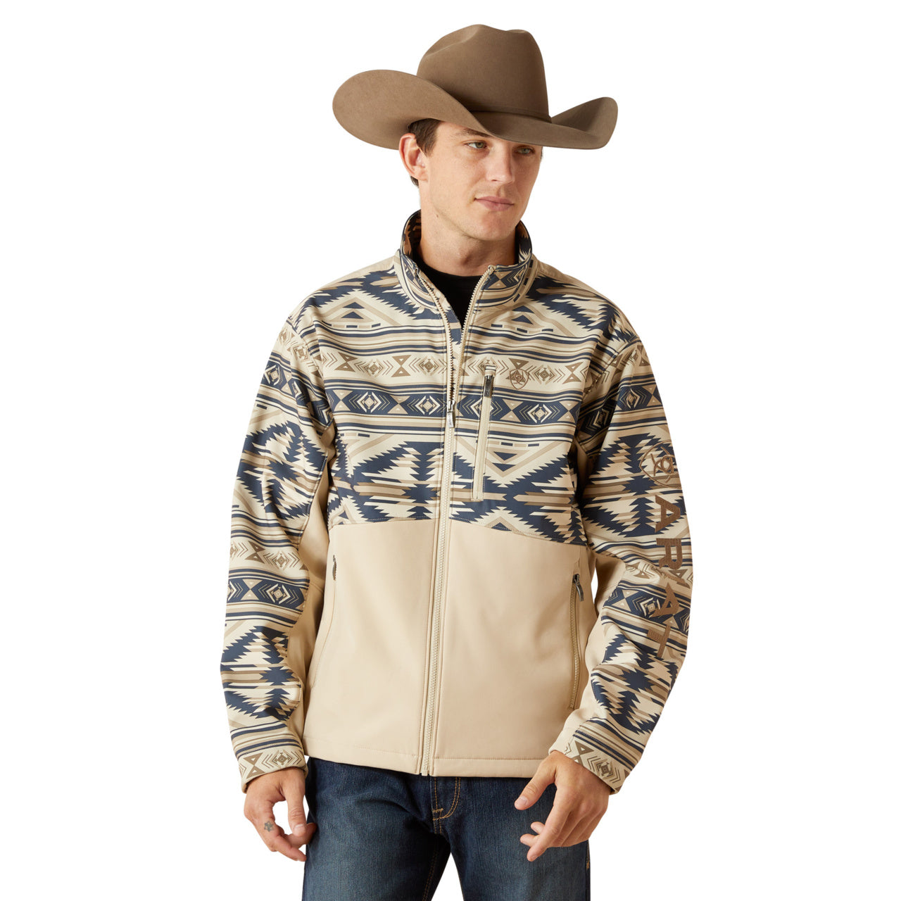 Ariat Men's Logo White Pepper Southwest Softshell Jacket 10062581
