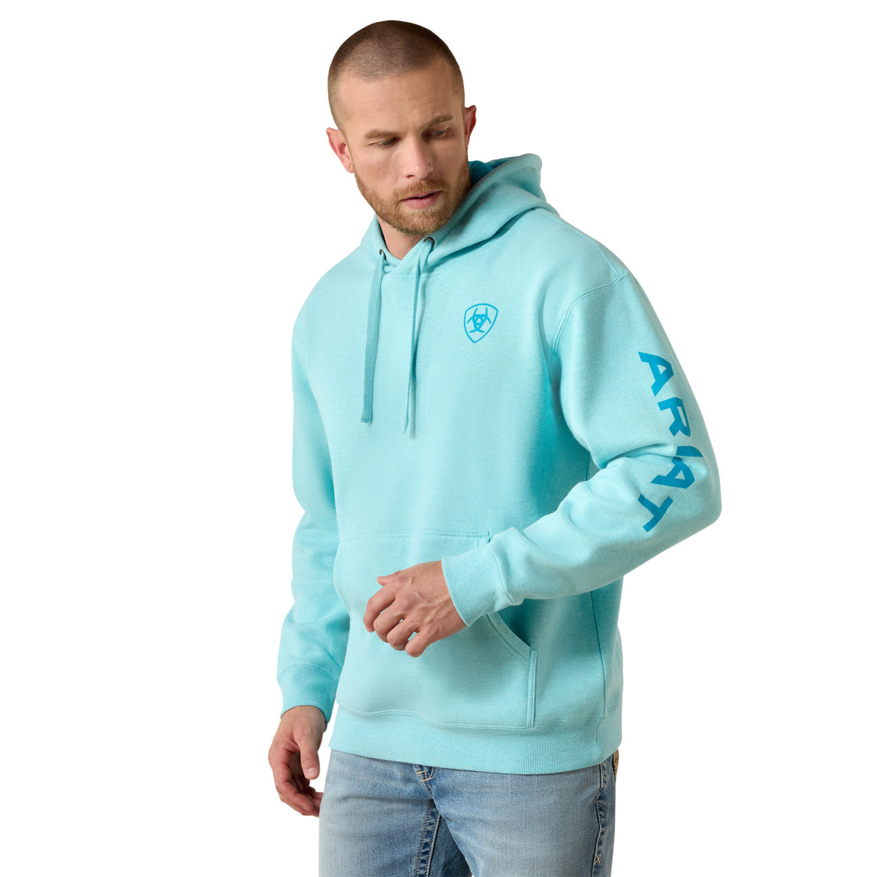 Ariat Men's Aqua Heather Logo Fleece Hoodie 10071481