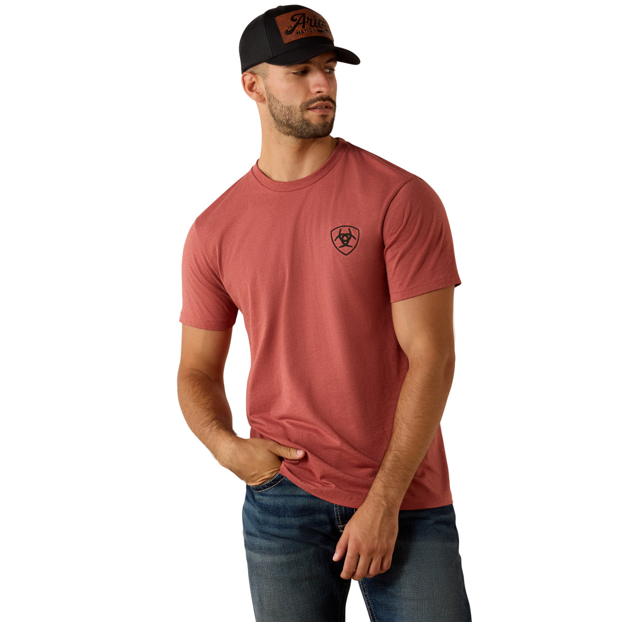 Ariat Men's Banner Badge Graphic Red Clay Heather T-Shirt 10073957