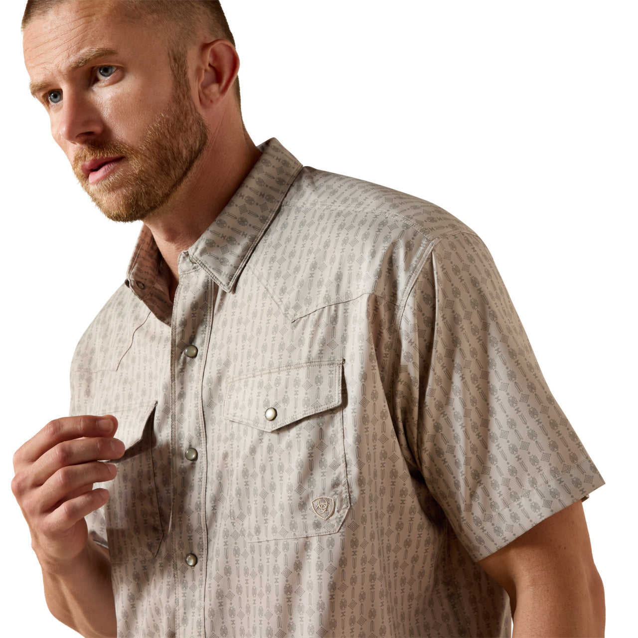 Ariat Men's Western VentTEK Island Fossil Classic Fit Snap Shirt 10071045