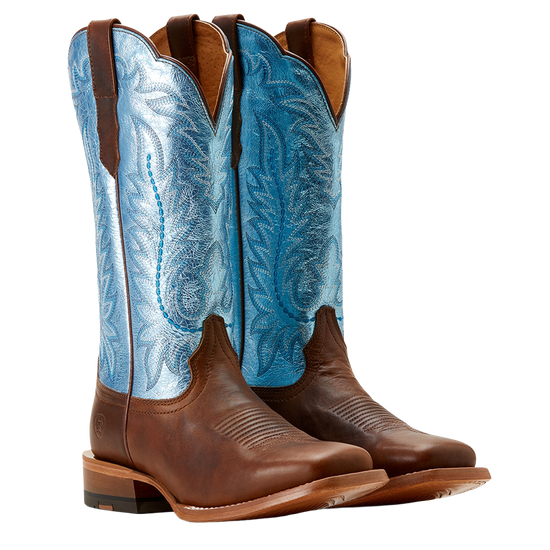 Ariat Ladies Frontier Tilly Dapper Tan & Surf Blue Western Boot 10053642