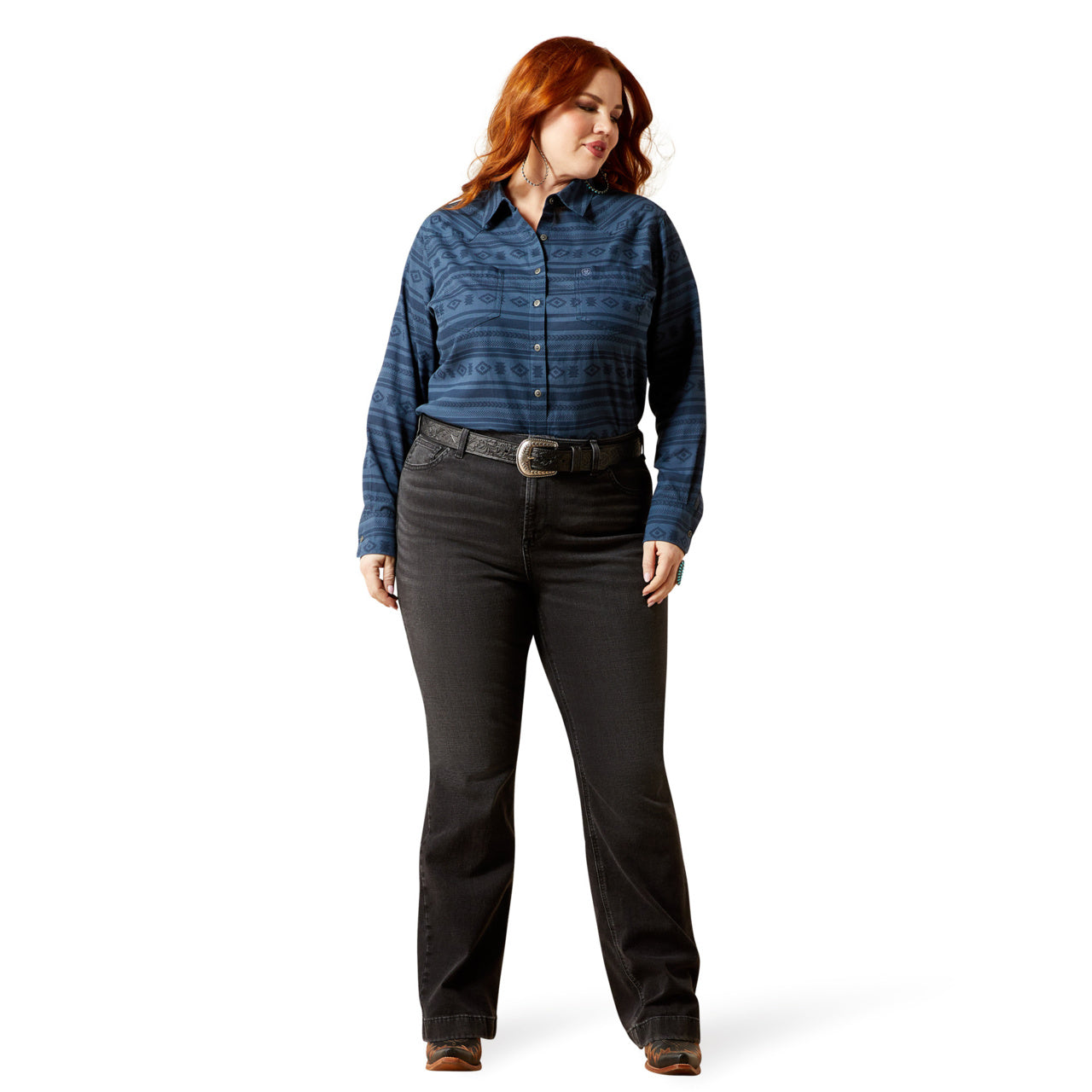 Ariat Ladies REAL Billie Jean Vintage Indigo Southwest Shirt 10065837