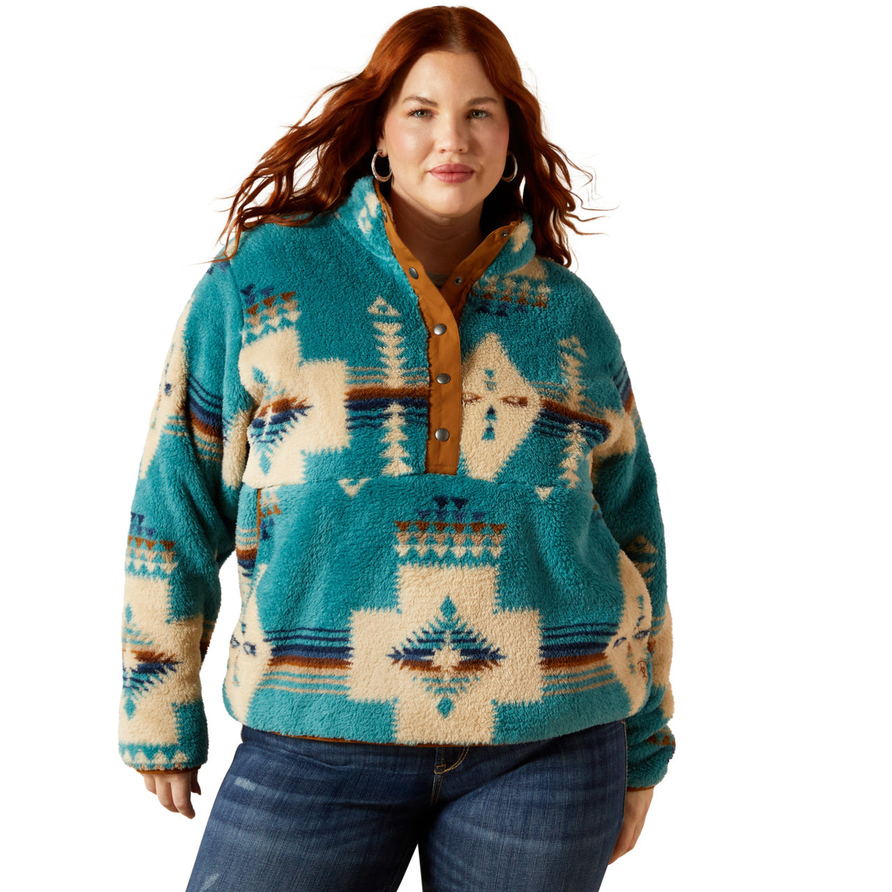 Ariat Ladies Berber Agave Southwest Print Snap Front Sweatshirt 10062613