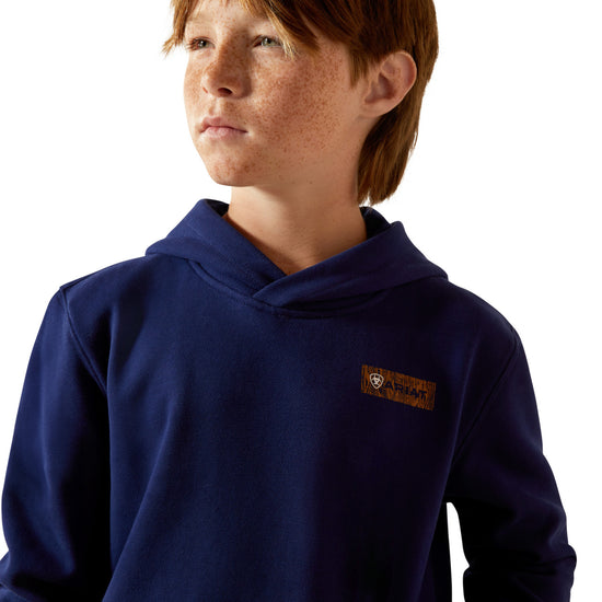 Ariat Youth Boy's Woodshop Stack Navy Blue Hoodie 10062464