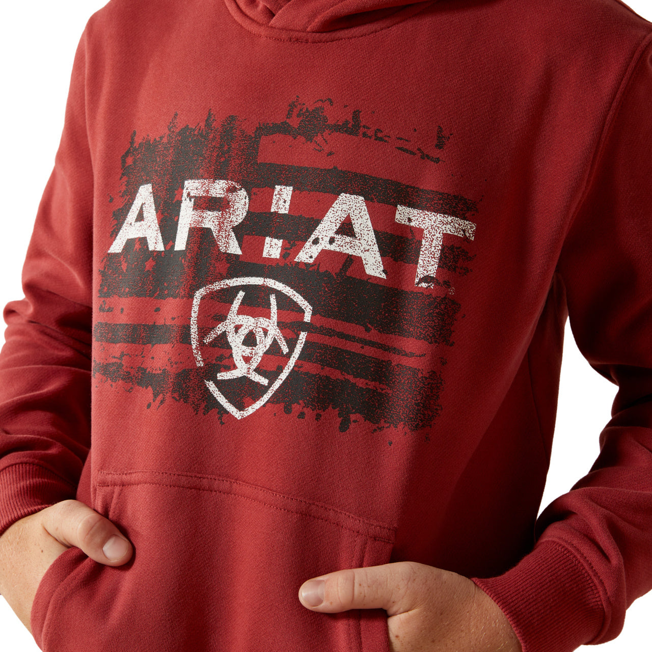 Ariat Youth Boy's Liquid Stamp Flag Brick Red Hoodie 10062462