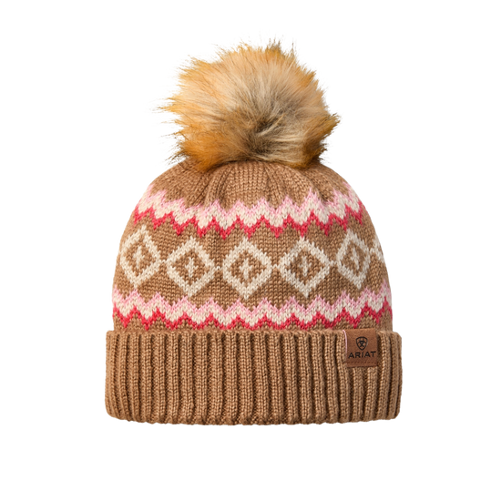 Ariat Ladies Bristol Aztec Tan Knitted Beanie 10063840