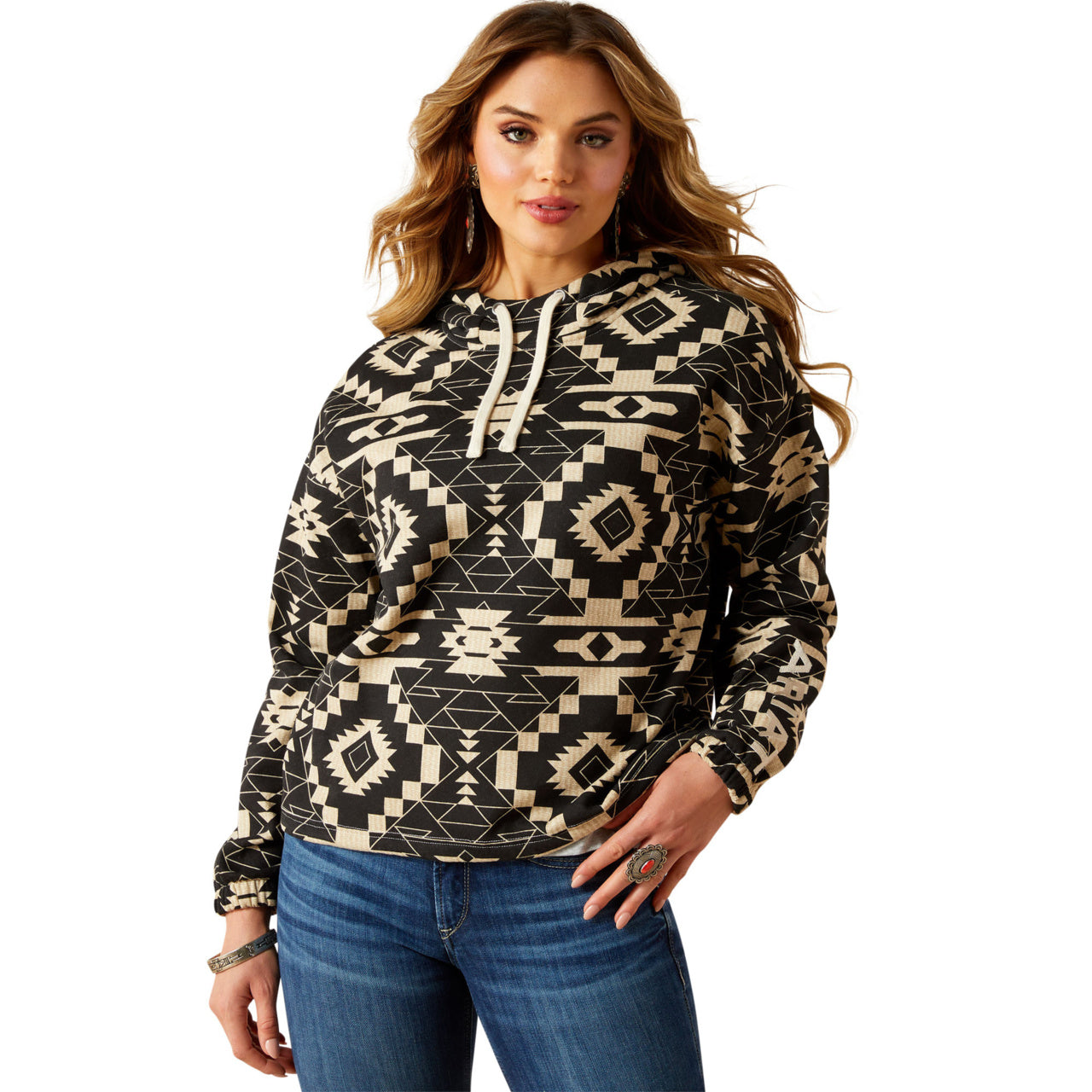 Ariat Ladies Essential Black Southwest Print Hoodie 10062312