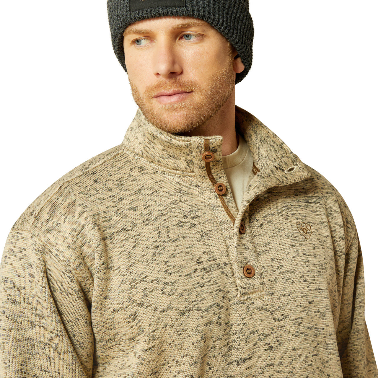 Ariat Men's Caldwell 1/4 Button Light Brown Sweater 10062482