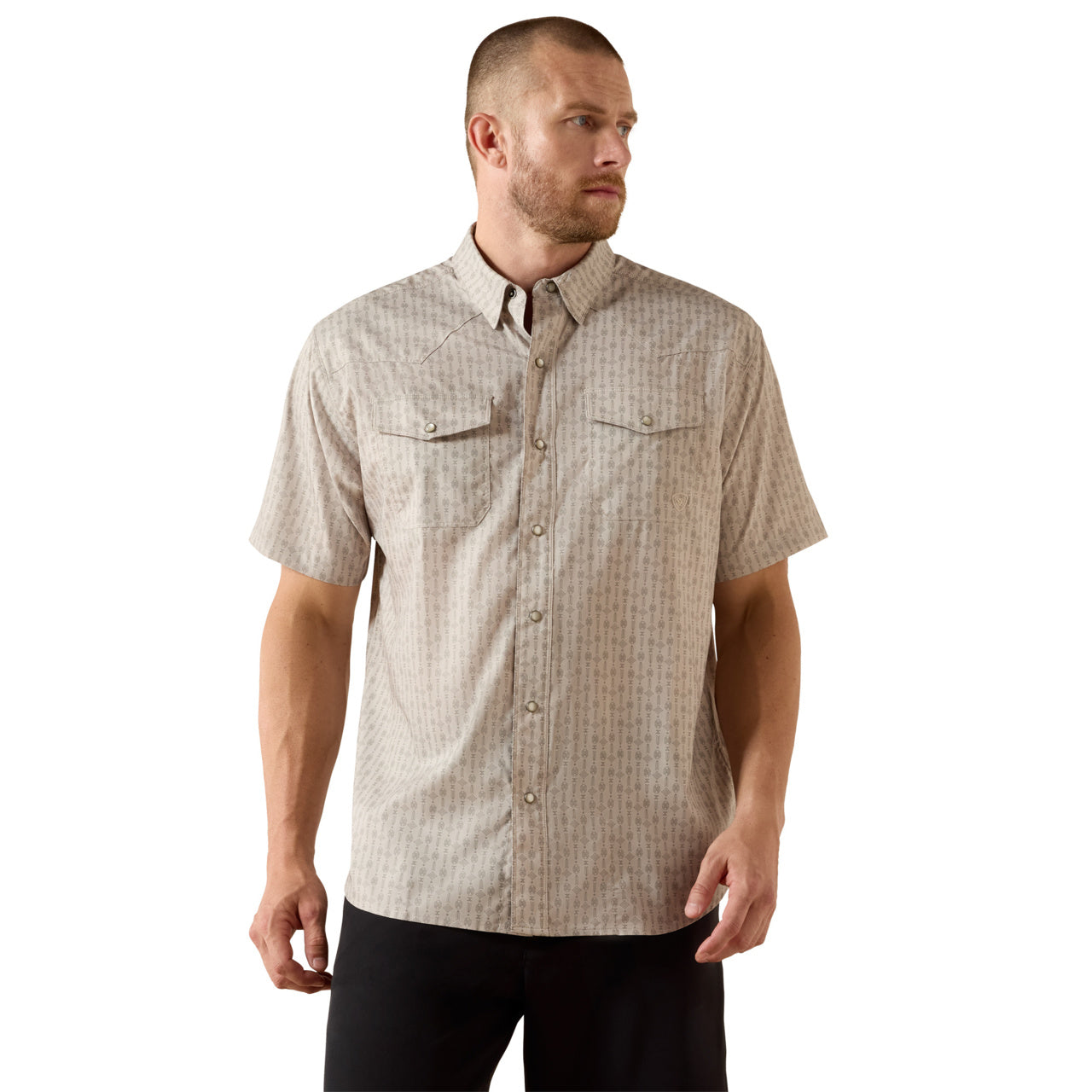 Ariat Men's Western VentTEK Island Fossil Classic Fit Snap Shirt 10071045
