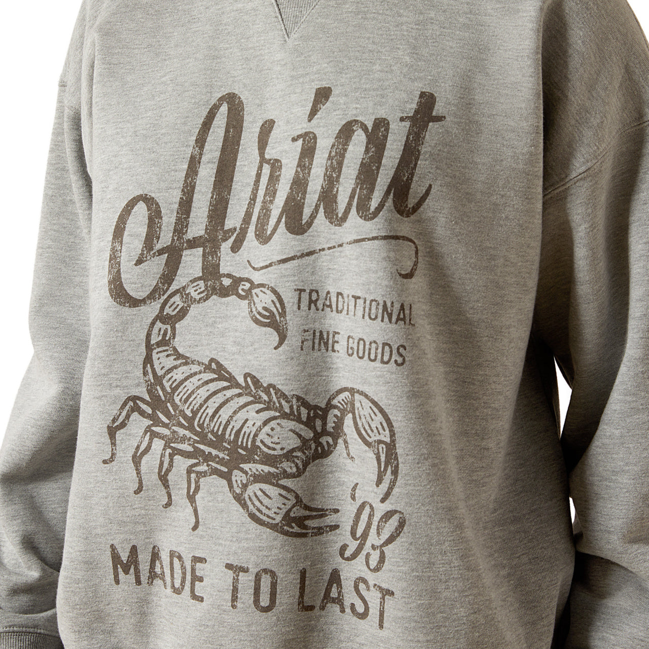 Ariat Ladies Scorpion Script Heather Grey Oversized Sweatshirt 10065870