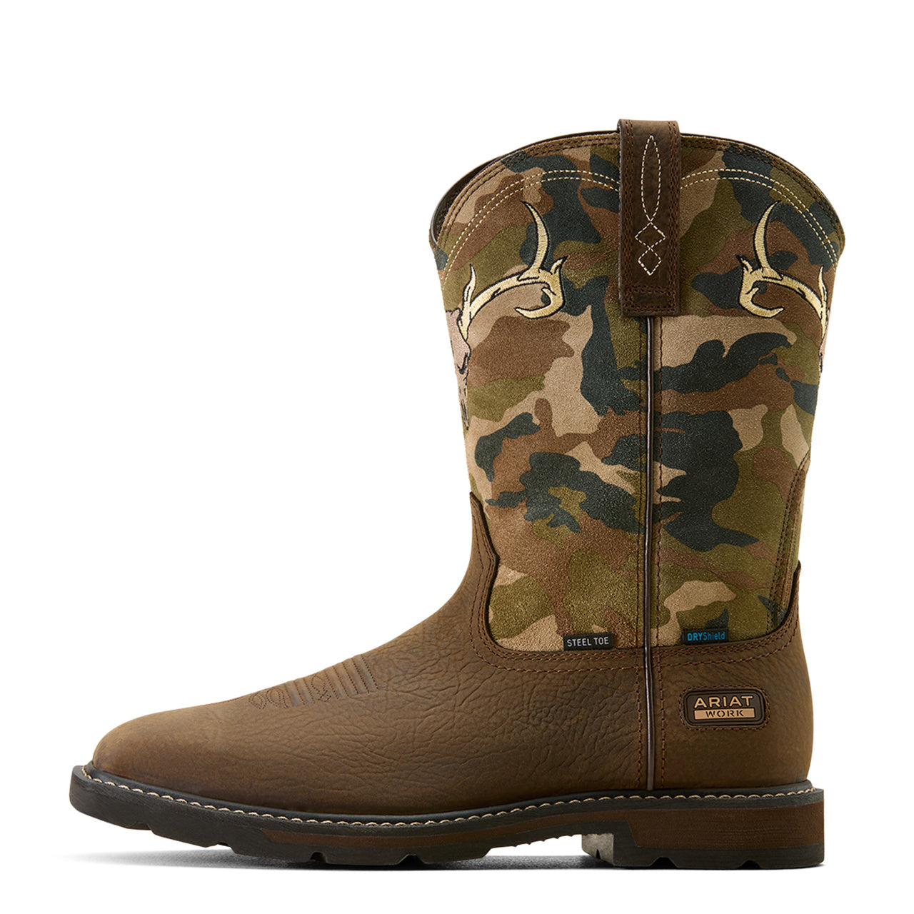 Ariat Men's Ground Breaker Brown Waterproof Camo Steel Toe Work Boot 10074287