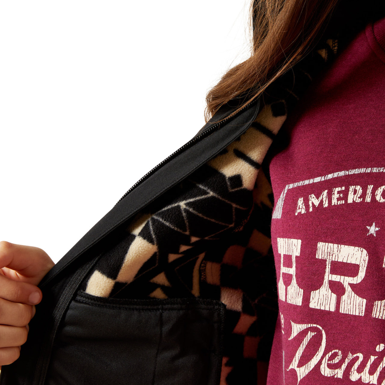 Ariat Youth Girl's Black Southwest Print Logo Softshell Vest 10062866