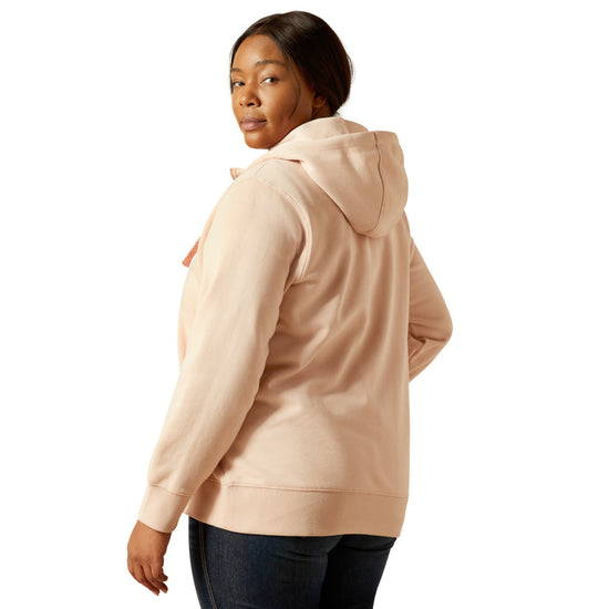 Ariat Ladies Rebar Skull Set 1/2 Zip Cameo Pink Hoodie 10062652