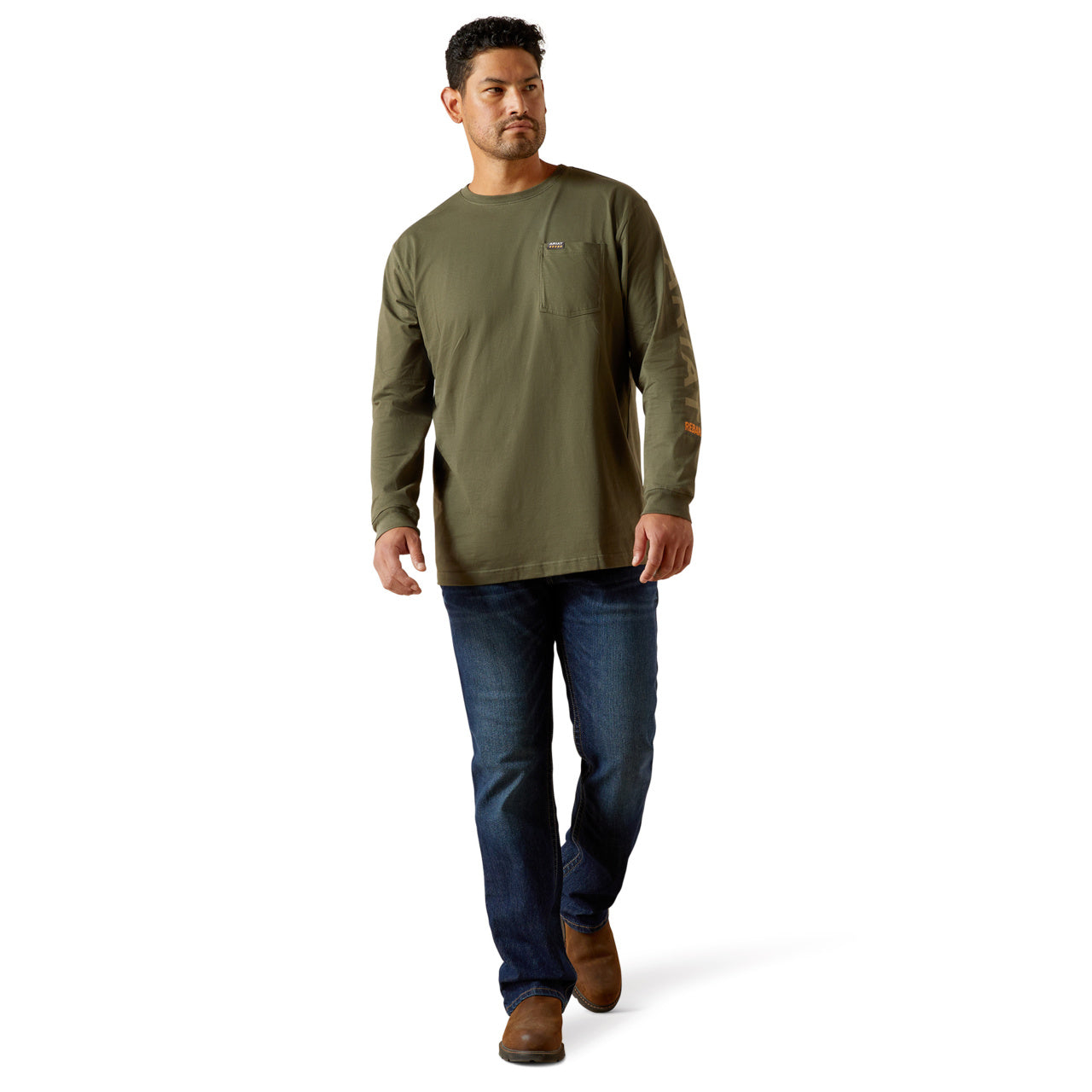 Ariat Men's Rebar Cotton Strong Standard Logo Pocket Grape Leaf T-Shirt 10062758