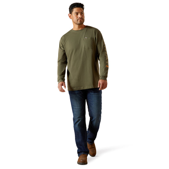 Ariat Men's Rebar Cotton Strong Standard Logo Pocket Grape Leaf T-Shirt 10062758