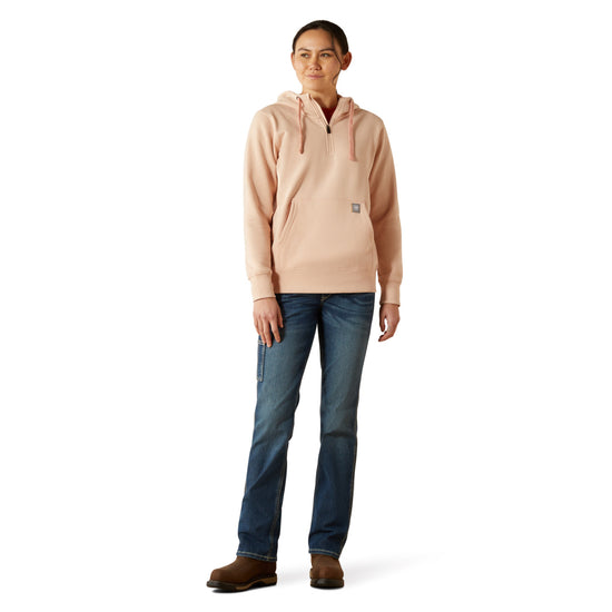 Ariat Ladies Rebar Skull Set 1/2 Zip Cameo Pink Hoodie 10062652