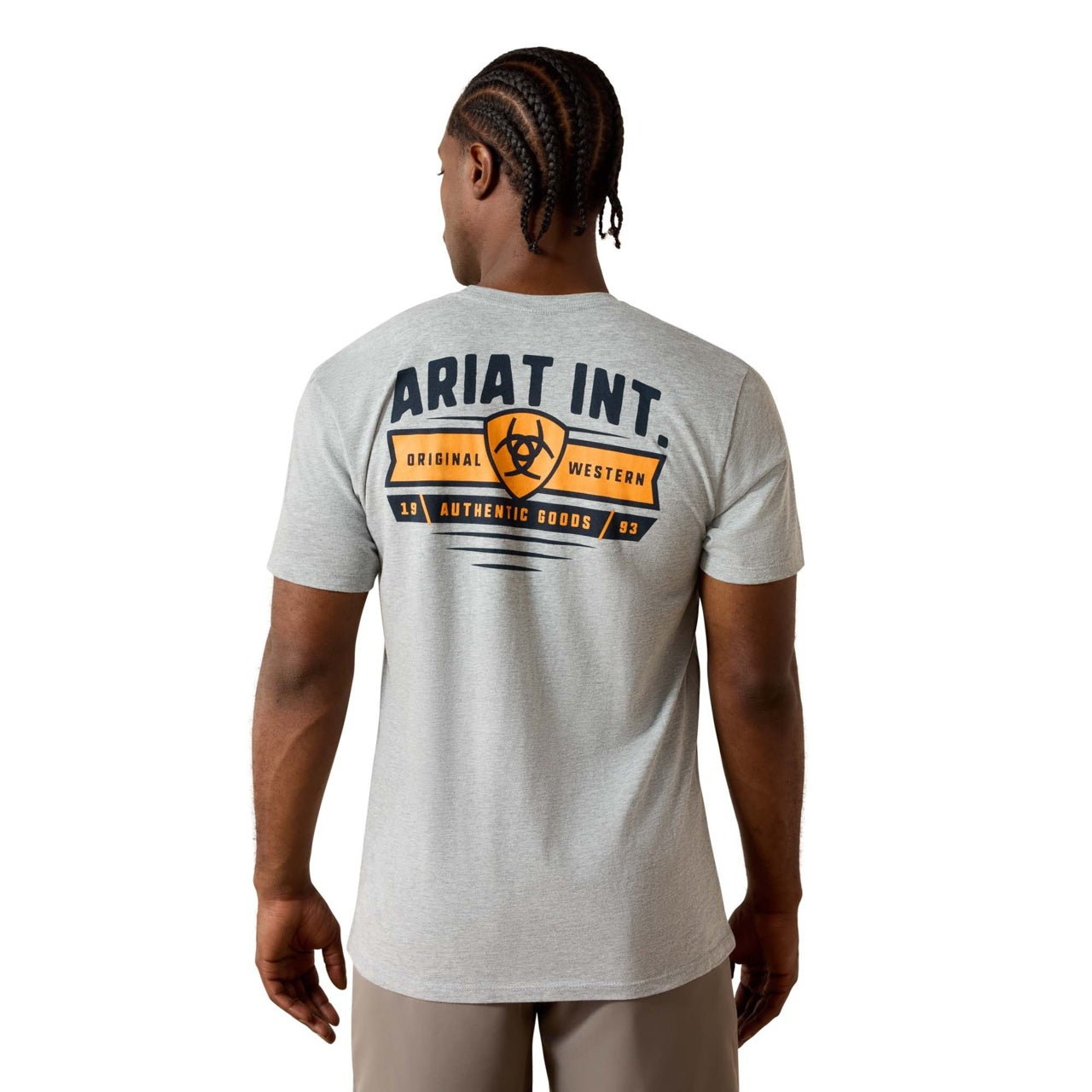 Ariat Men's Banner Badge Graphic Grey Heather T-Shirt 10073956