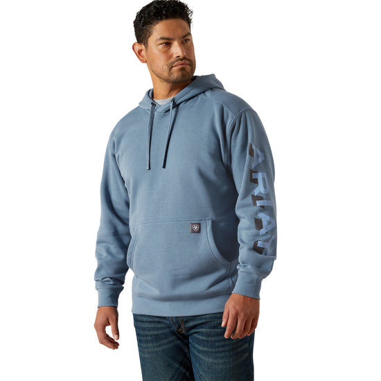 Ariat Men's Rebar Moonlight Blue Lightweight Logo Hoodie 10062713