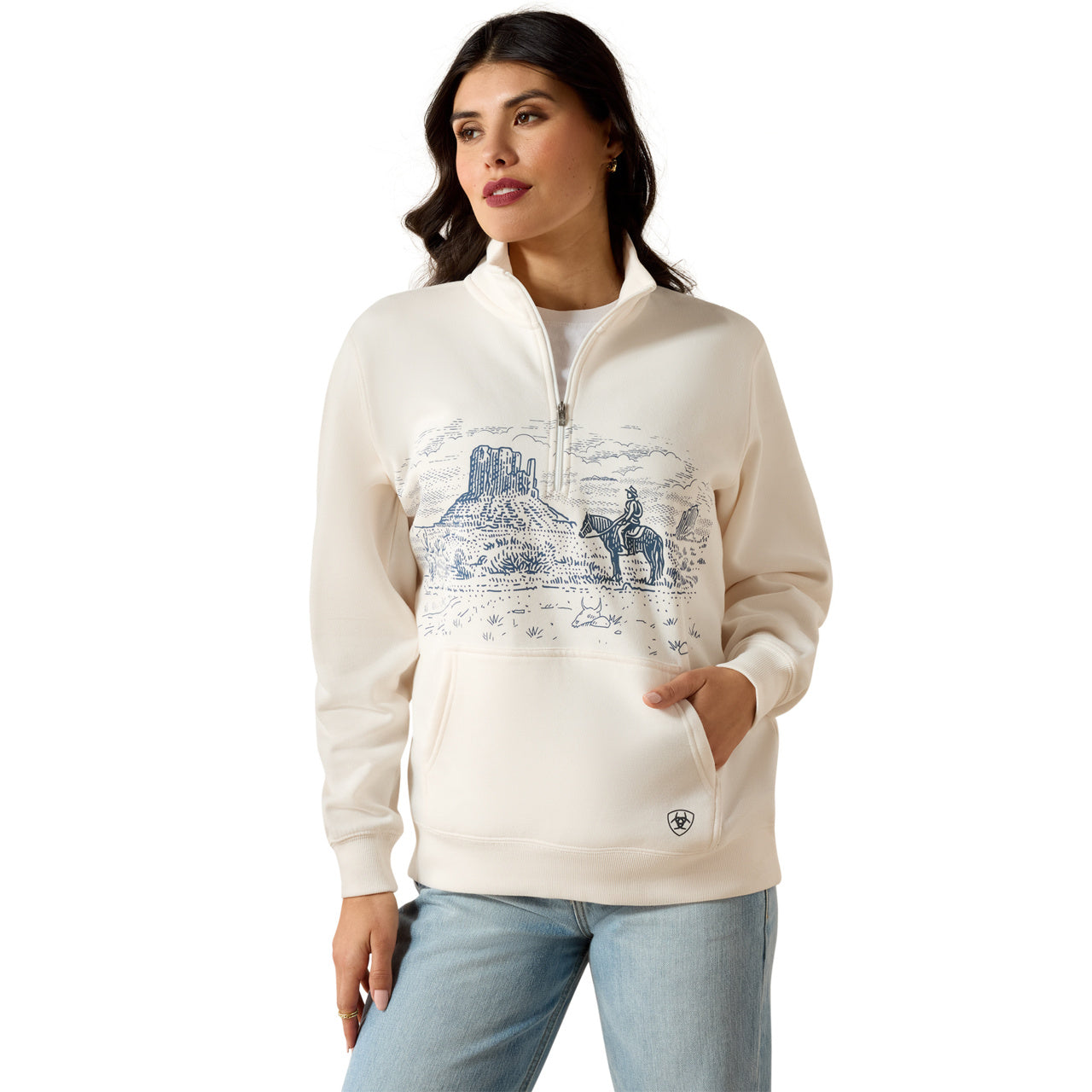Ariat Ladies Traveler Sea Salt 1/2 Zip Sweatshirt 10071161