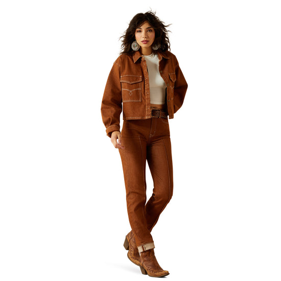 Ariat Ladies Boxy Cropped Pecan Brown Denim Jacket 10063166