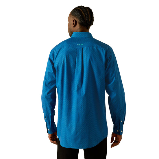 Ariat Men's Wrinkle Free Colin Blue Fitted Button Down Shirt 10062234