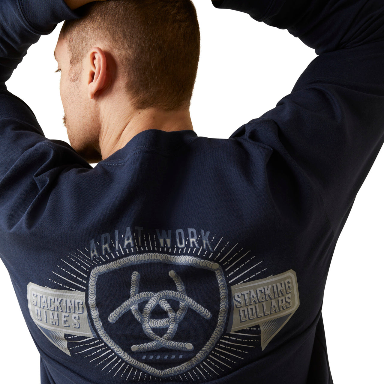 Ariat Men's Rebar Cotton Strong Stacking Dimes Navy Shirt 10046348